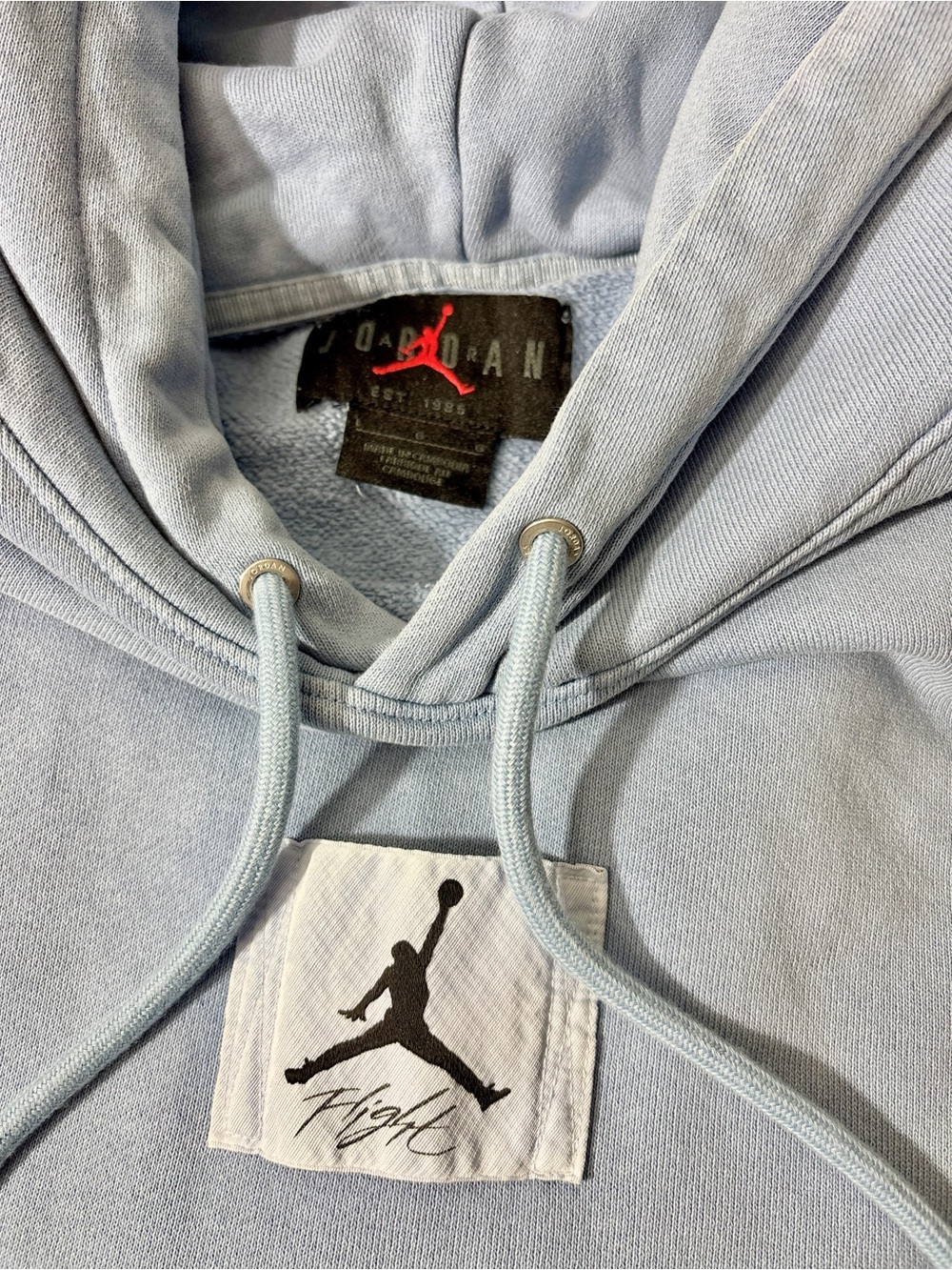 Nike Air Jordan Flight Hoodie Light Blue Pullover Size Large
